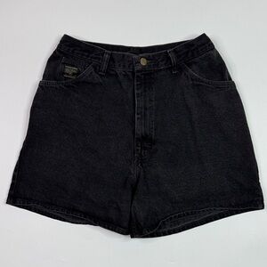 Vintage Wrangler For Women Black Denim Shorts Size 12 Average Waist 28